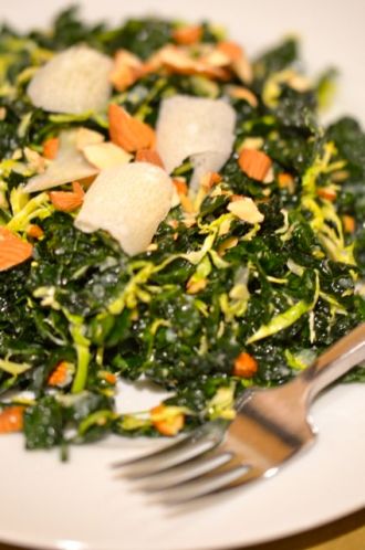 Massaged Kale and Brussels Sprouts salad