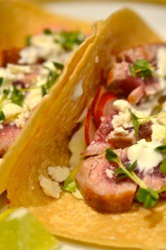 Seared Ahi Tacos With Wasabi-Lime Crema