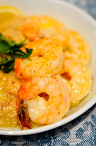 Butter Poached Shrimp With Grits.